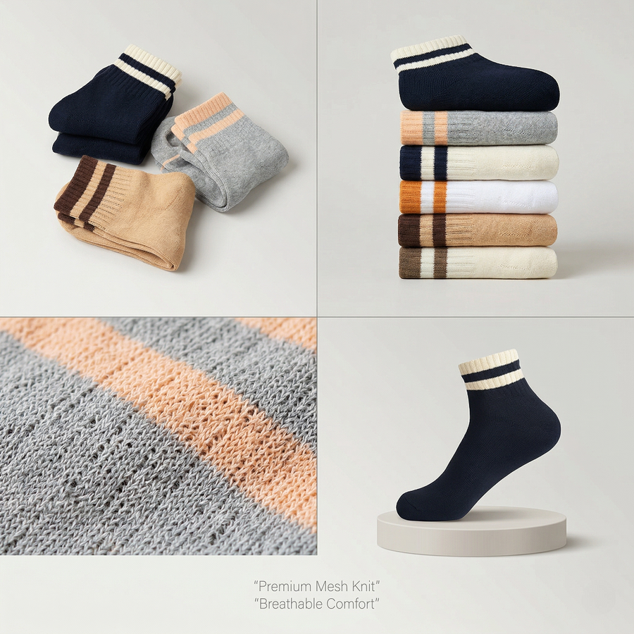 YL-11 Double Striped Ankle Length Socks