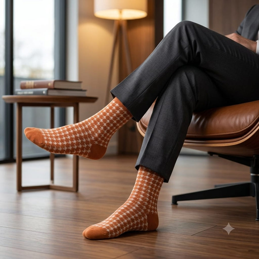 THE HERITAGE HOUNDSTOOTH ORANGE